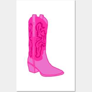 Preppy Bright Pink Cowgirl Aesthetic Posters and Art